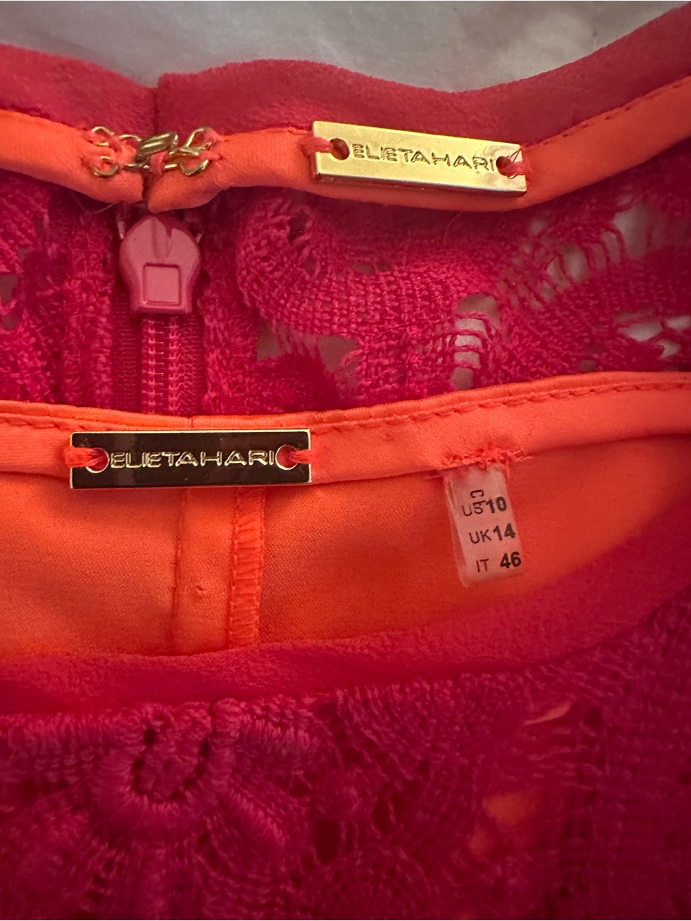 Elie Tahari Painted Lady Red Lace Sleeveless Mini Dress Size 10 - Picture 8 of 10